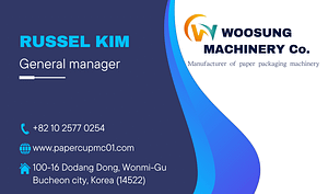 Business Card of manufacturer of paper cup manufacturing machine