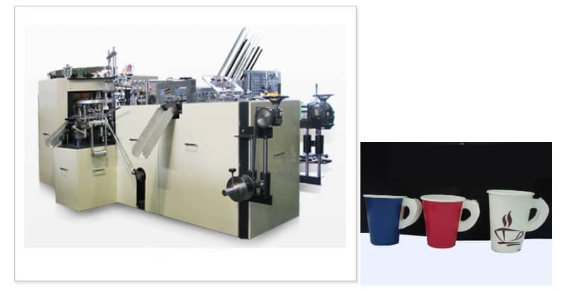 Paper cup forming machine with handle